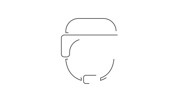 Zwarte Lijn Militaire Helm Pictogram Geïsoleerd Witte Achtergrond Legerhoed Symbool — Stockvideo