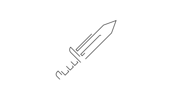 Linha Preta Ícone Espada Isolado Fundo Branco Arma Medieval Animação — Vídeo de Stock