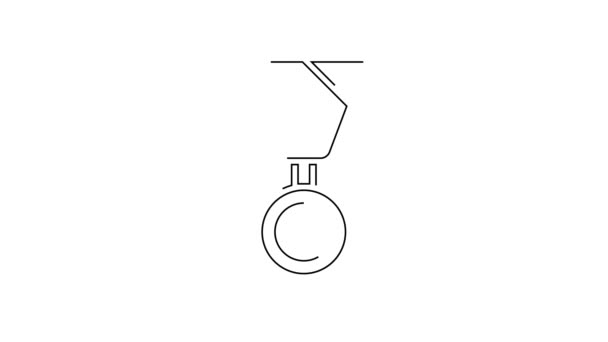 ブラックライン軍の報酬メダルアイコンは 白い背景に隔離された 軍のサインだ 4Kビデオモーショングラフィックアニメーション — ストック動画