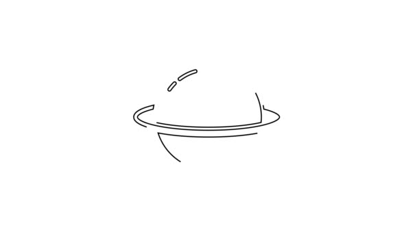 Linea Nera Pianeta Saturno Con Icona Del Sistema Anello Planetario — Video Stock