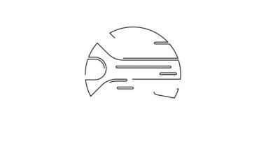 Siyah çizgi gezegen simgesi beyaz arkaplanda izole edildi. 4K Video hareketli grafik canlandırması.