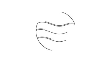 Siyah çizgi gezegen simgesi beyaz arkaplanda izole edildi. 4K Video hareketli grafik canlandırması.