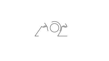 Siyah çizgi konum dağları simgesi beyaz arkaplanda izole edildi. Zaferin ya da başarının sembolü. 4K Video hareketli grafik canlandırması.