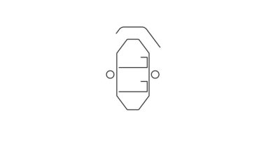 Rafting teknesi simgesi beyaz arka planda izole edildi. Kürekleri olan şişme bir tekne. Su sporları, ekstrem sporlar, tatil, tatil. 4K Video hareketli grafik canlandırması.