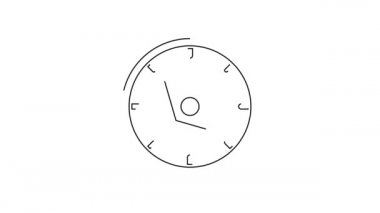 Siyah çizgi pusula simgesi beyaz arkaplanda izole edildi. Rüzgâr yön bulma sembolü. Rüzgar gül işareti. 4K Video hareketli grafik canlandırması.