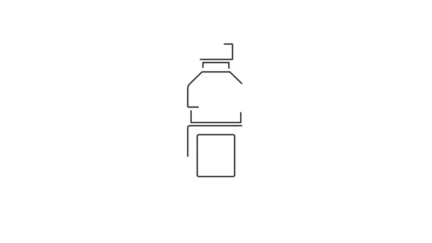 Black Line Bottle Water Icon Isolated White Background Soda Aqua — Stock Video