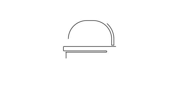 白の背景に隔離されたブラックラインキャンプポットアイコン 沸騰またはシチュー食品のシンボル 4Kビデオモーショングラフィックアニメーション — ストック動画