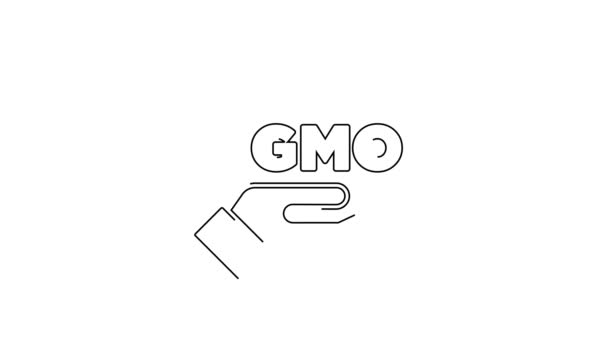 Black Line Gmo Icon Isolated White Background Genetically Modified Organism — Stock Video