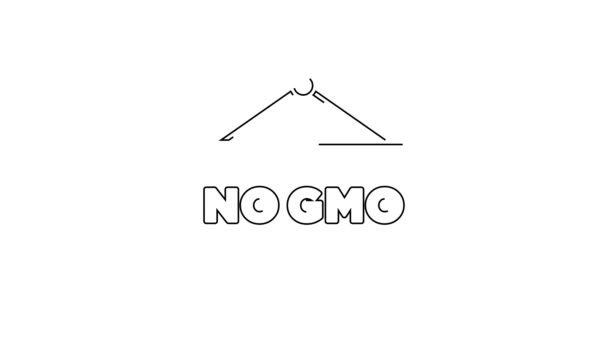 Zwarte Lijn Geen Ggo Pictogram Geïsoleerd Witte Achtergrond Genetisch Gemodificeerd — Stockvideo