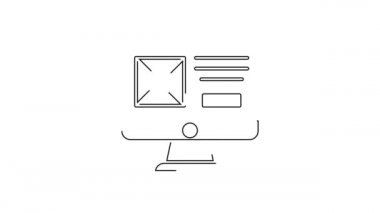 Beyaz arkaplanda siyah çizgi UI veya UX tasarım simgesi izole edildi. 4K Video hareketli grafik canlandırması.