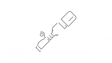 Siyah çizgi RKG 3 tanksavar el bombası ikonu beyaz arkaplanda izole edildi. 4K Video hareketli grafik canlandırması.