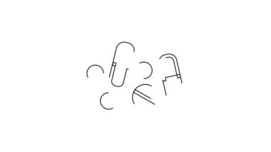 Siyah çizgi ilaç hapı ya da beyaz arkaplanda izole edilmiş tablet ikonu. Kapsül hapı ve uyuşturucu işareti. Eczane tasarımı. 4K Video hareketli grafik canlandırması.