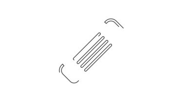 Siyah çizgi tıbbi koruyucu maske ikonu beyaz arka planda izole edildi. 4K Video hareketli grafik canlandırması.