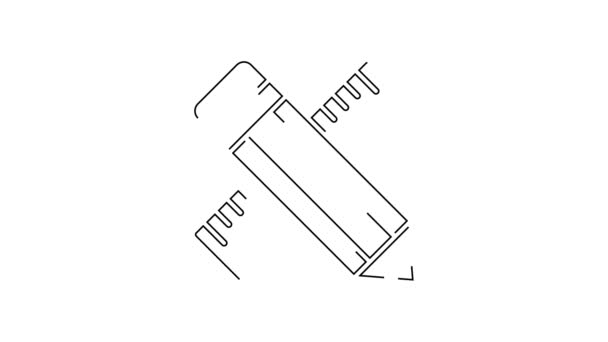 Línea Negra Icono Regla Lápiz Cruzado Aislado Sobre Fondo Blanco — Vídeos de Stock