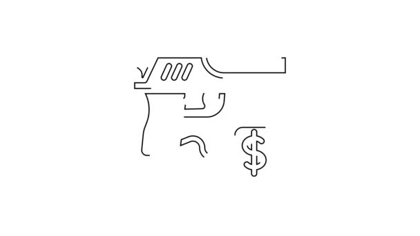 Schwarze Linie Kauf Pistole Mit Preisschild Symbol Isoliert Auf Weißem — Stockvideo