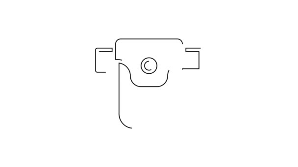 ホルスターのブラックラインガン 白の背景に隔離された銃器アイコン 4Kビデオモーショングラフィックアニメーション — ストック動画