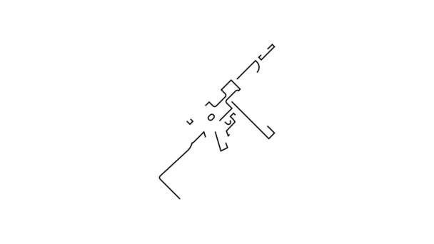 ブラックライントンプソントミー副機関銃のアイコンは白い背景に隔離されています アメリカの機銃だ 4Kビデオモーショングラフィックアニメーション — ストック動画