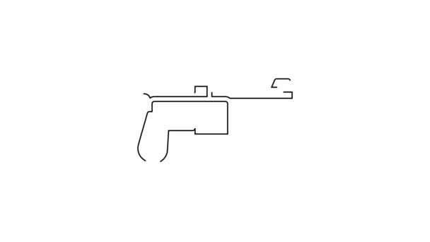 Black Line Mauser Gun Icon Isolated White Background Mauser C96 — Stock Video