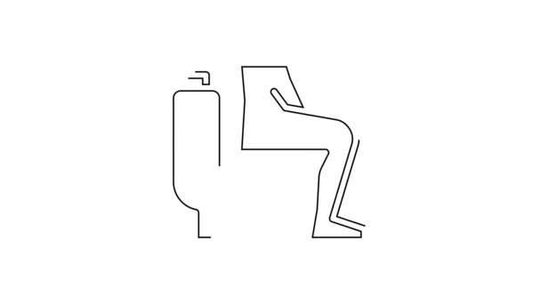 Linha Preta Homens Sentados Banheiro Constipação Estão Experimentando Forte Ícone — Vídeo de Stock
