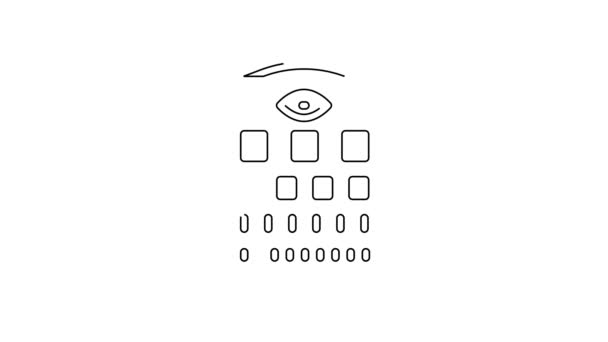 黑眼圈测试图图标孤立在白色背景上 眼科研究中用于视力测试的海报 Snellen图表 4K视频运动图形动画 — 图库视频影像
