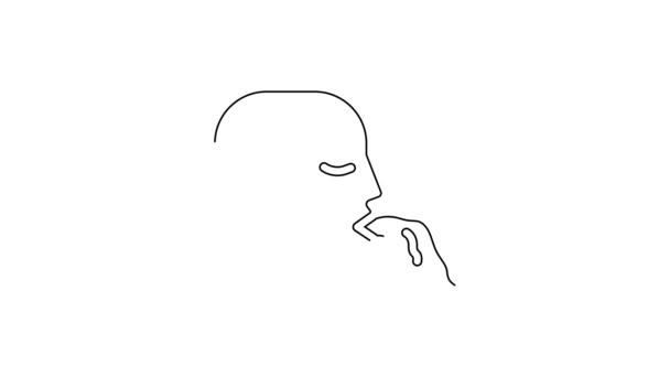 Black Line Vomiting Man Icon Isolated White Background Symptom Disease — Stock Video