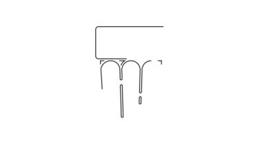 Beyaz zemin üzerinde su ikonu olan siyah çizgi camlar. Soda bardağı. 4K Video hareketli grafik canlandırması.