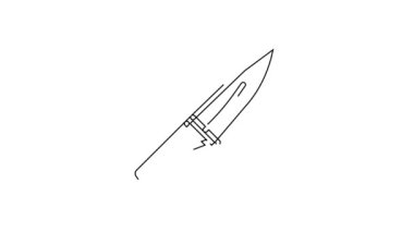 Siyah çizgi Et Helikopteri simgesi beyaz arkaplanda izole edildi. Kasap bıçağı. Et için mutfak bıçağı. Kasap bıçağı. 4K Video hareketli grafik canlandırması.