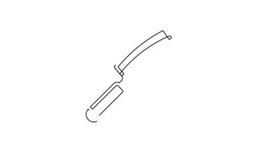 Siyah çizgi Et Helikopteri simgesi beyaz arkaplanda izole edildi. Kasap bıçağı. Et için mutfak bıçağı. Kasap bıçağı. 4K Video hareketli grafik canlandırması.