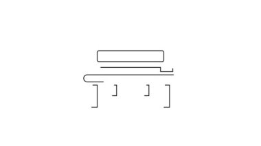 Siyah çizgi romantik bank ikonu beyaz arkaplanda izole edilmiş. 4K Video hareketli grafik canlandırması.