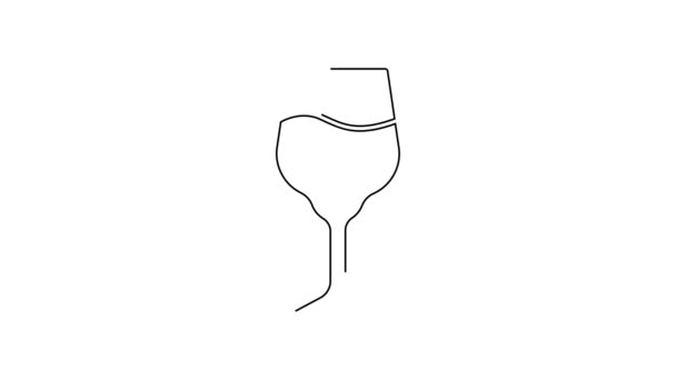 Ligne Noire Verre Icône Champagne Isolé Sur Fond Blanc Animation — Video