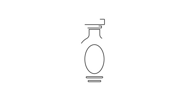 Fekete vonal Alkohol ital Rum palack ikon elszigetelt fehér alapon. 4K Videó mozgás grafikus animáció.