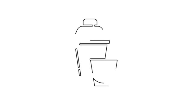 Чорна Лінія Коктейльний Шейкер Скляною Коктейльною Іконою Ізольовано Білому Тлі — стокове відео