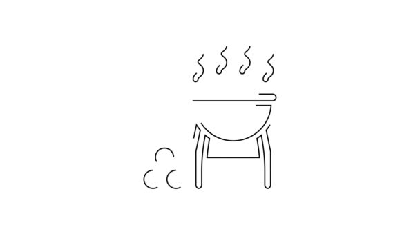 Linea Nera Icona Barbecue Isolato Sfondo Bianco Barbecue Party Animazione — Video Stock