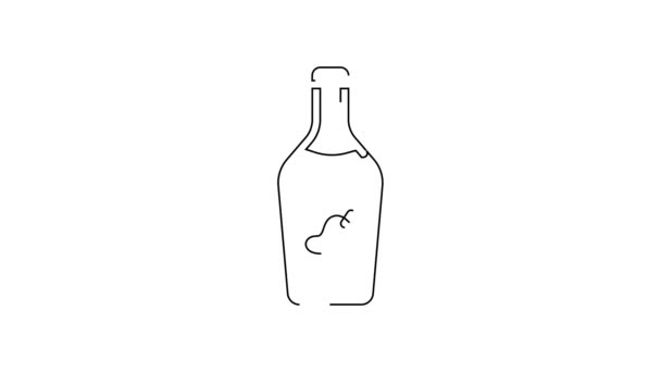 Черная Линия Кетчуп Бутылку Значок Изолирован Белом Фоне Знак Горячего — стоковое видео