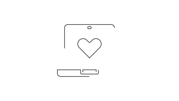 Zwarte Lijn Dating App Online Laptop Concept Pictogram Geïsoleerd Witte — Stockvideo