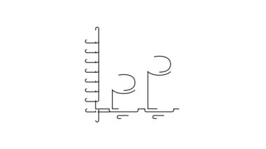 Siyah çizgi veri analiz simgesi beyaz arkaplanda izole edildi. 4K Video hareketli grafik canlandırması.