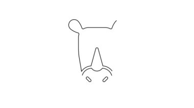 Beyaz arka planda siyah çizgi gergedan simgesi izole edildi. Hayvan sembolü. 4K Video hareketli grafik canlandırması.