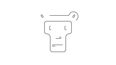 Siyah çizgi maymun simgesi beyaz arkaplanda izole edildi. Hayvan sembolü. 4K Video hareketli grafik canlandırması.