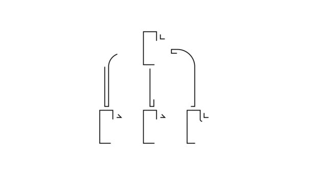 Zwarte Lijn Folder Boom Pictogram Geïsoleerd Witte Achtergrond Structuur Van — Stockvideo