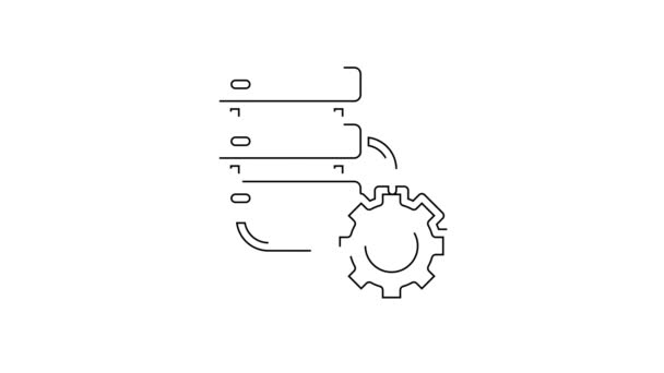 Icono Servidor Engranaje Línea Negra Aislado Sobre Fondo Blanco Ajustar — Vídeos de Stock