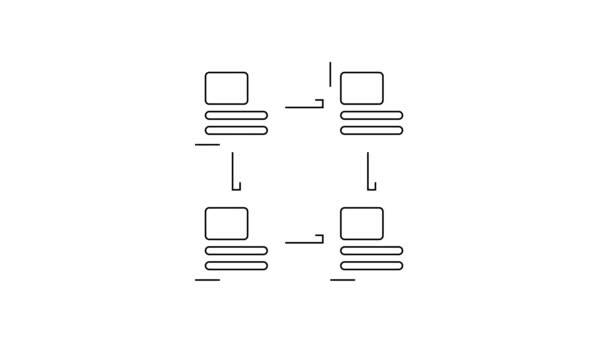 Fekete Vonal Üzleti Hierarchia Organogram Chart Infographics Ikon Elszigetelt Fehér — Stock videók