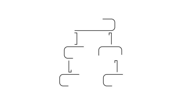 Fekete Vonal Üzleti Hierarchia Organogram Chart Infographics Ikon Elszigetelt Fehér — Stock videók