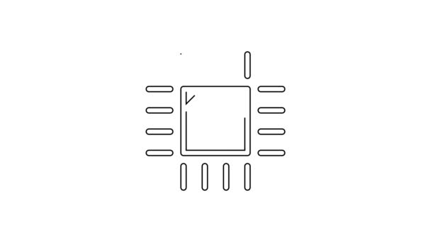 Linha Preta Processador Computador Com Microcircuitos Ícone Cpu Isolado Fundo — Vídeo de Stock