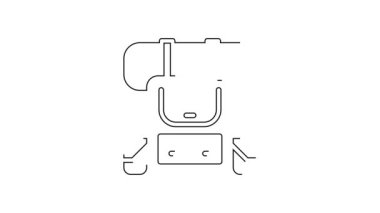 Siyah çizgi Yürüyüş sırt çantası simgesi beyaz arkaplanda izole edildi. Kamp ve dağ gezisi sırt çantası. 4K Video hareketli grafik canlandırması.