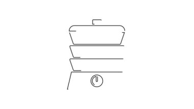 Siyah çizgi Yavaş pişirme simgesi beyaz arkaplanda izole edildi. Elektrikli tava. 4K Video hareketli grafik canlandırması.