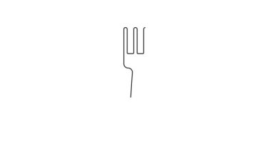 Siyah Fork simgesi beyaz arkaplanda izole edildi. Çatal bıçak sembolü. 4K Video hareketli grafik canlandırması.