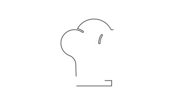 Siyah çizgi Şefi şapkası simgesi beyaz arkaplanda izole edildi. Aşçılık sembolü. Aşçı şapkası. 4K Video hareketli grafik canlandırması.