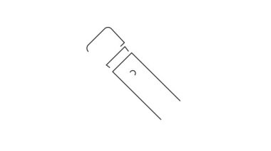 Beyaz arkaplanda siyah çizgi el feneri simgesi izole edildi. 4K Video hareketli grafik canlandırması.