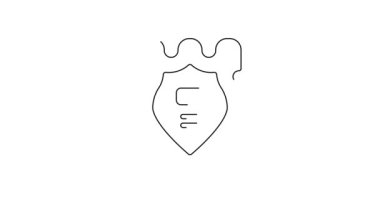 Siyah çizgi polis rozeti ikonu beyaz arka planda izole edildi. Şerif rozeti. 4K Video hareketli grafik canlandırması.