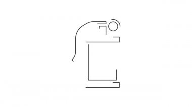 Siyah çizgi El bombası ikonu beyaz arka planda izole edildi. Bomba patlaması. 4K Video hareketli grafik canlandırması.